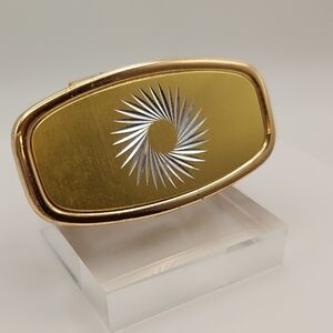Vintage Japanese MCM lipstick compact mirror atomic starburst case goldtone GVC